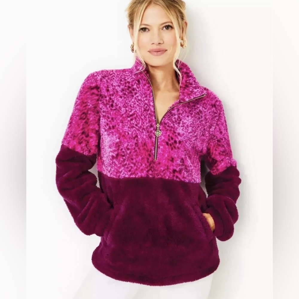 LILLY PULITZER KEALA SHEPRA AMARENO CHERRY POPOVER SIZE M .